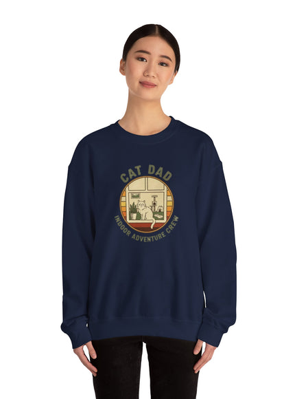 "Cat Dad Indoor Adventure Crew" Unisex Adult Sweatshirt