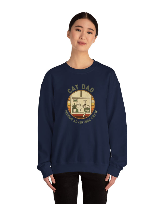 "Cat Dad Indoor Adventure Crew" Unisex Adult Sweatshirt