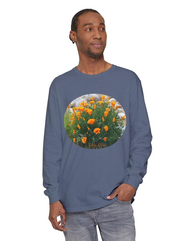 "California Poppies" Unisex Garment-dyed Long Sleeve T-Shirt