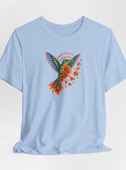 "Hummingbird and Poppies" Unisex Jersey Short Sleeve Tee