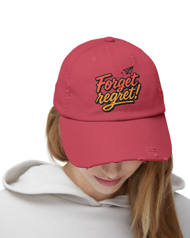 "Forget regret" Unisex Distressed Cap