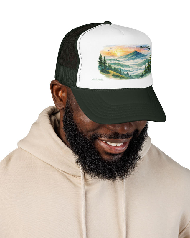 "Marin County, Where the Hills Meet the Sky" Foam Trucker Hat