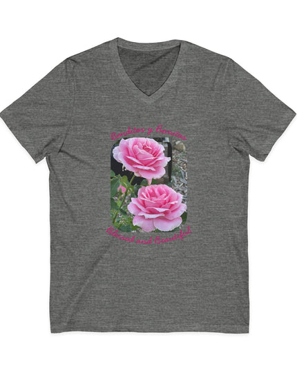 "Blessed and Beautiful" Ladies' V-Neck T-Shirt