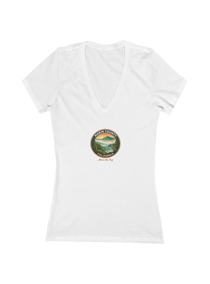 "Marin County, Above the Fog" Women's Jersey Short Sleeve Deep V-Neck Tee