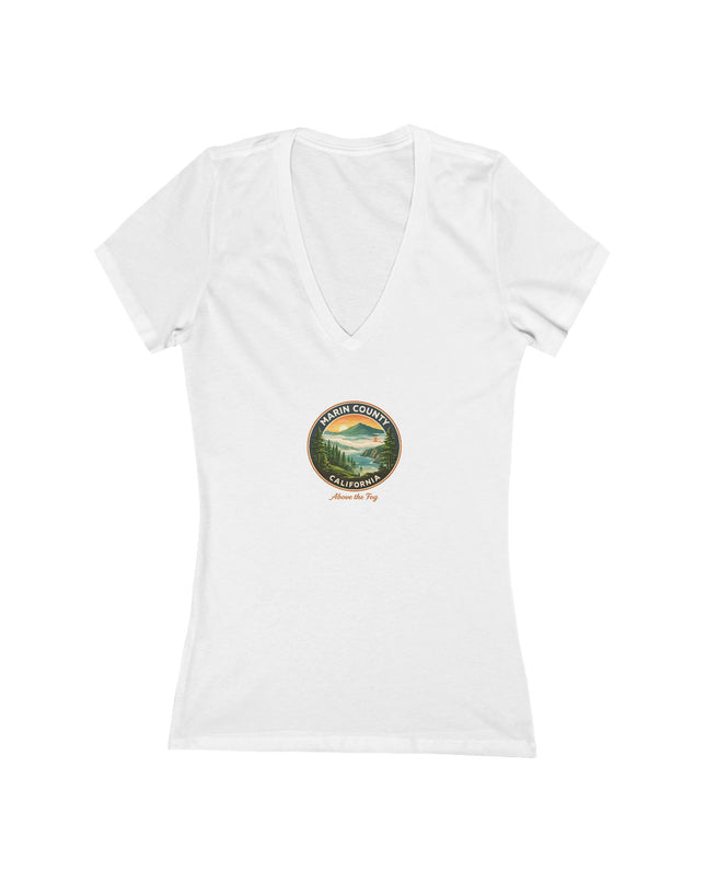 "Marin County, Above the Fog" Women's Jersey Short Sleeve Deep V-Neck Tee