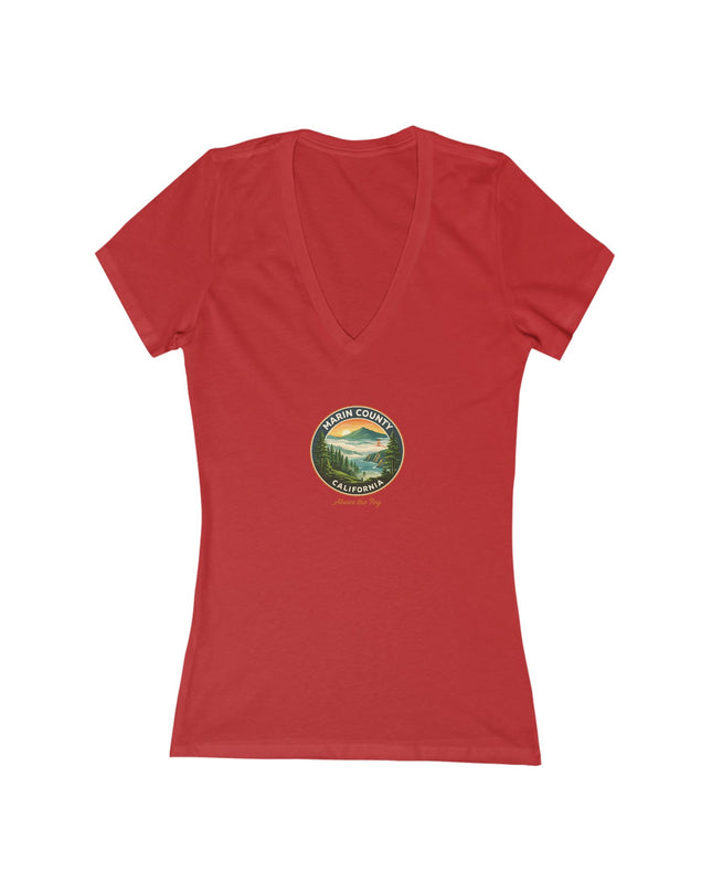 "Marin County, Above the Fog" Women's Jersey Short Sleeve Deep V-Neck Tee
