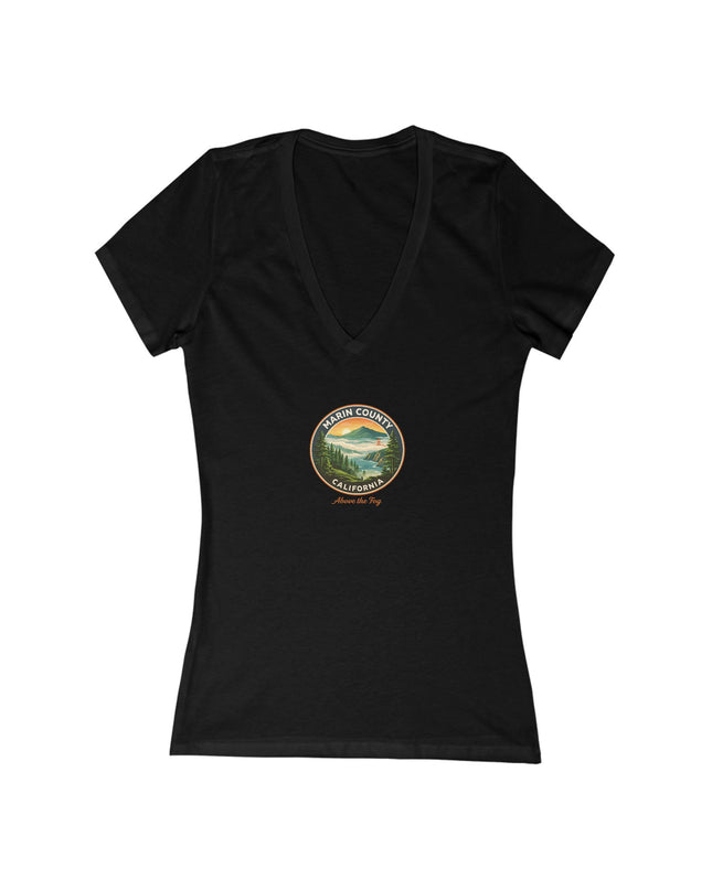 "Marin County, Above the Fog" Women's Jersey Short Sleeve Deep V-Neck Tee