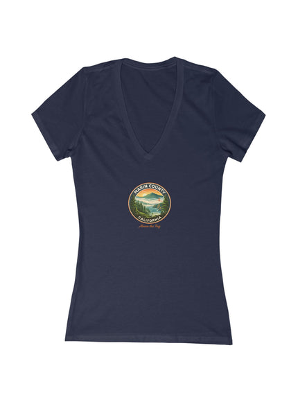 "Marin County, Above the Fog" Women's Jersey Short Sleeve Deep V-Neck Tee