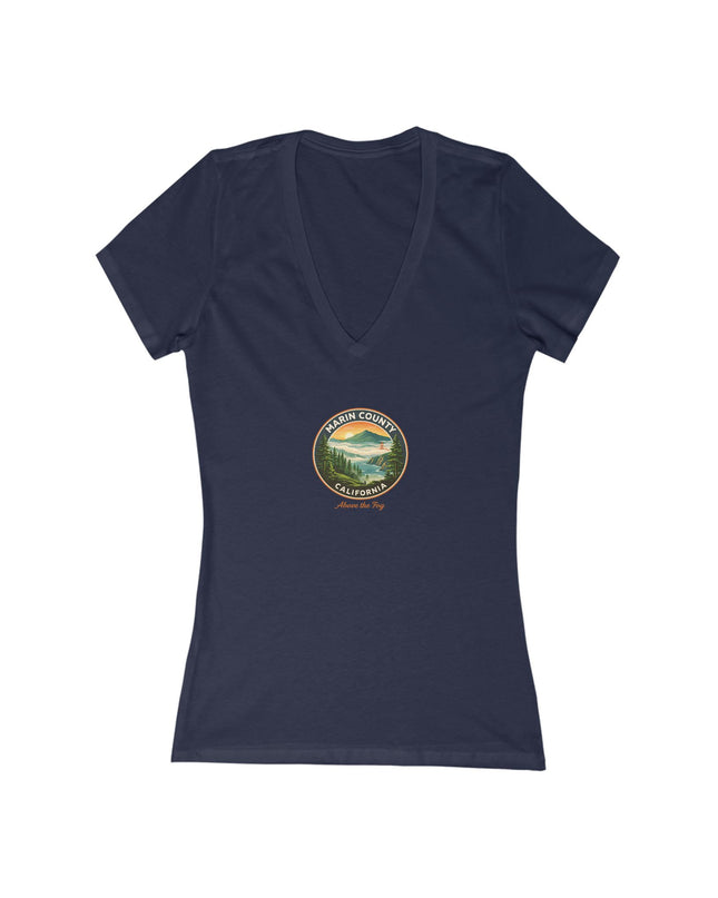 "Marin County, Above the Fog" Women's Jersey Short Sleeve Deep V-Neck Tee
