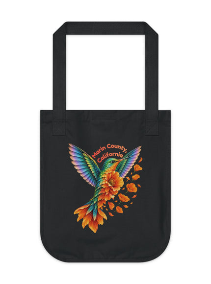 "Hummingbird and Poppies" Organic Canvas Tote Bag