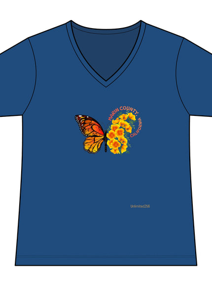 "Butterfly Poppies" Women's Ideal V-Neck Tee