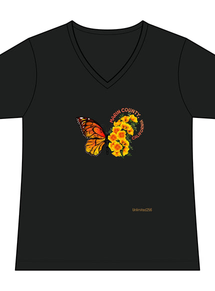 "Butterfly Poppies" Women's Ideal V-Neck Tee