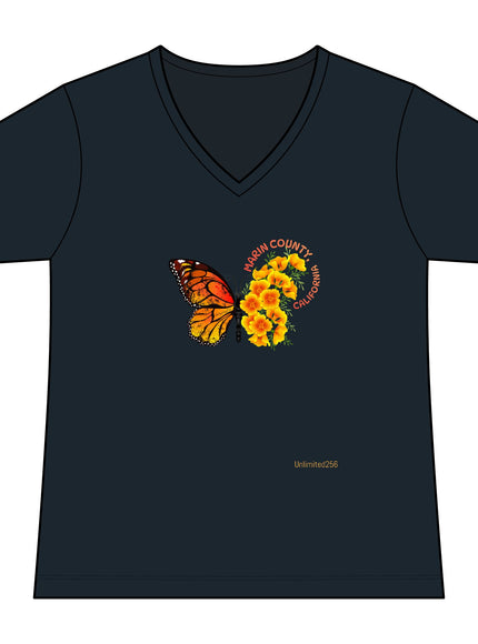 "Butterfly Poppies" Women's Ideal V-Neck Tee