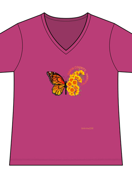 "Butterfly Poppies" Women's Ideal V-Neck Tee