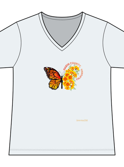 "Butterfly Poppies" Women's Ideal V-Neck Tee