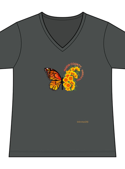 "Butterfly Poppies" Women's Ideal V-Neck Tee