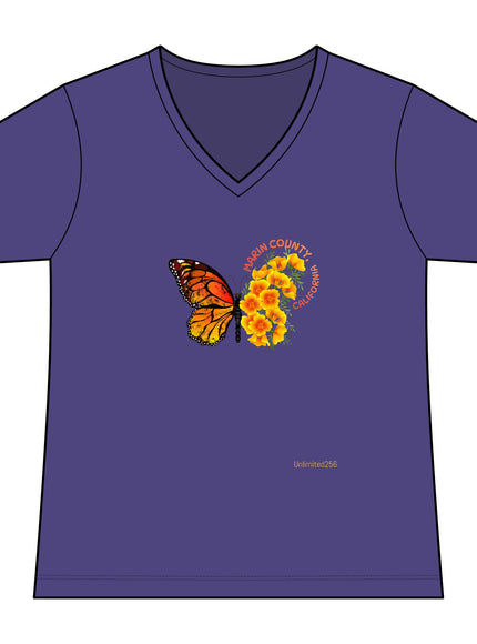 "Butterfly Poppies" Women's Ideal V-Neck Tee