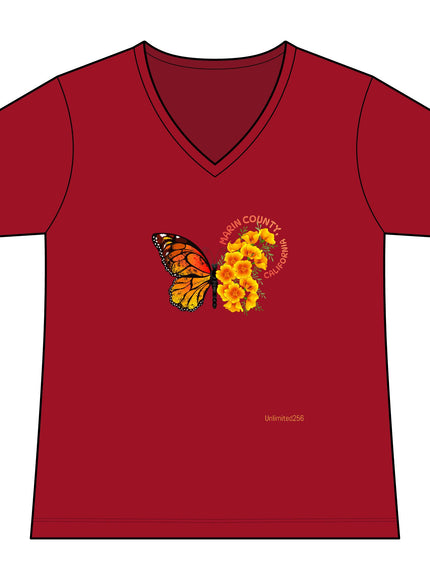"Butterfly Poppies" Women's Ideal V-Neck Tee