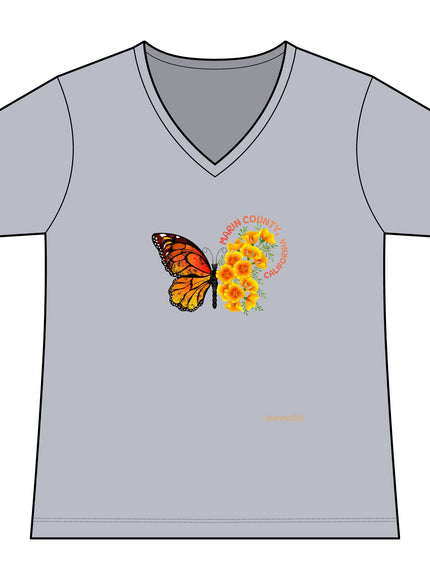 "Butterfly Poppies" Women's Ideal V-Neck Tee