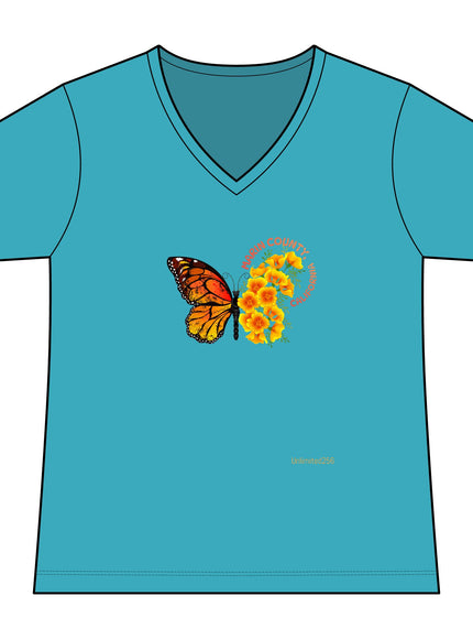 "Butterfly Poppies" Women's Ideal V-Neck Tee