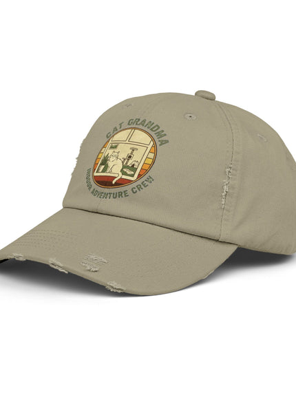 "Cat Grandma Indoor Adventure Crew" Unisex Distressed Cap