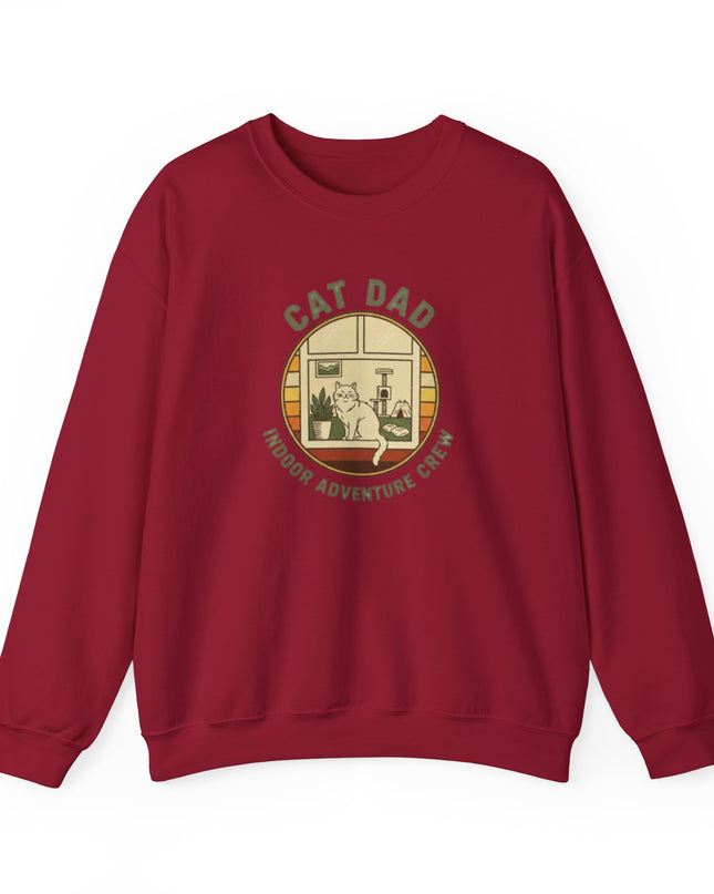 "Cat Dad Indoor Adventure Crew" Unisex Adult Sweatshirt