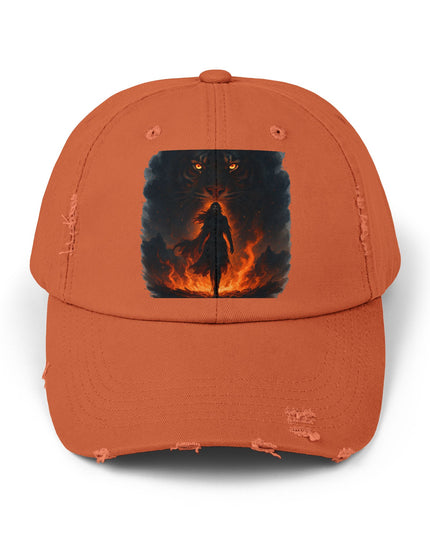"Eye of the tiger, walking through fire" Unisex Distressed Cap