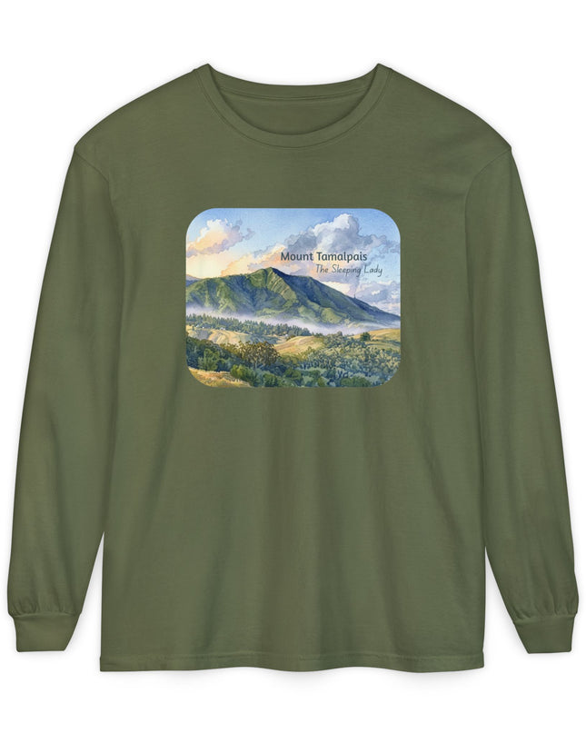"Mount Tamalpais, the Sleeping Lady" Unisex Garment-dyed Long Sleeve T-Shirt