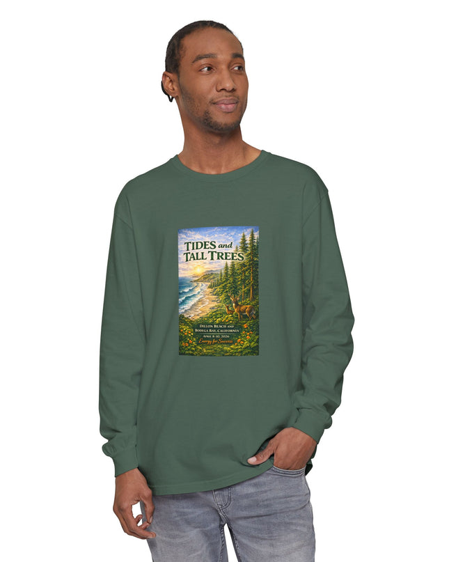"Tides and Tall Trees" Unisex Garment-dyed Long Sleeve T-Shirt