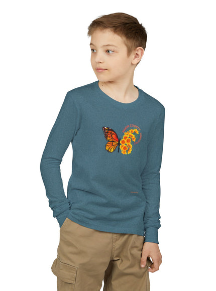 "Butterfly and Poppies" Youth Jersey Long Sleeve Tee