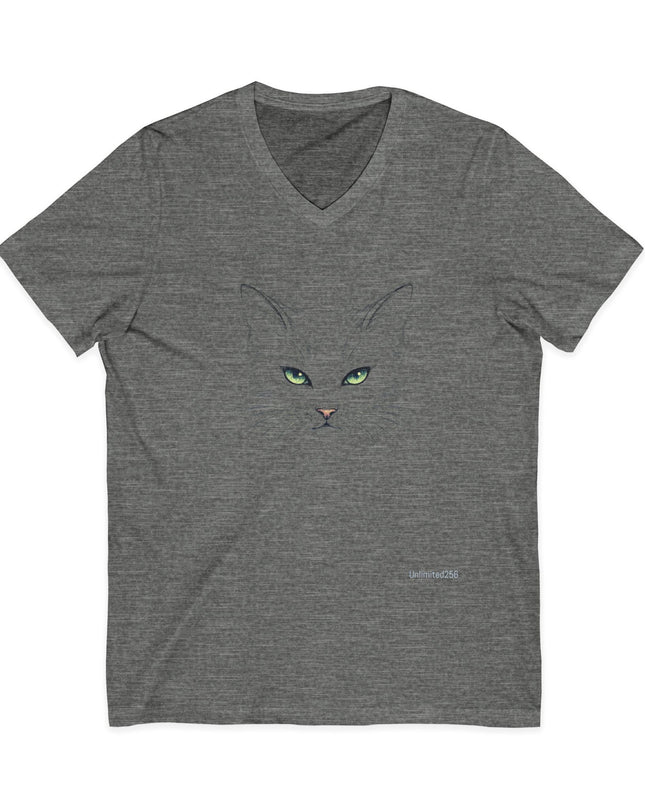 "Cat Face Sketch" Unisex Jersey Short Sleeve V-Neck Tee