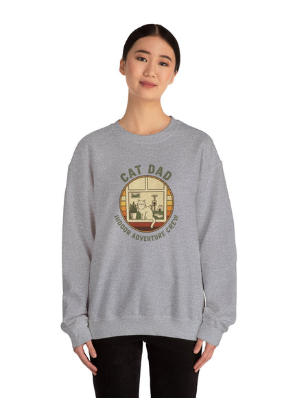 "Cat Dad Indoor Adventure Crew" Unisex Adult Sweatshirt