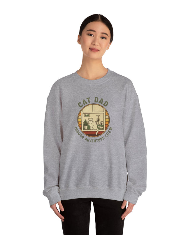 "Cat Dad Indoor Adventure Crew" Unisex Adult Sweatshirt