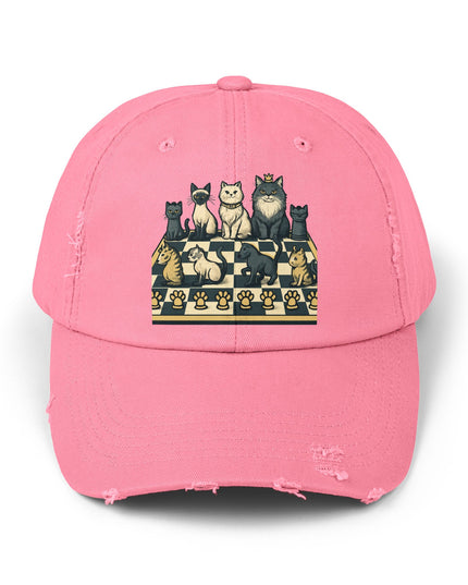 "Chess with cat pieces" Unisex Distressed Cap