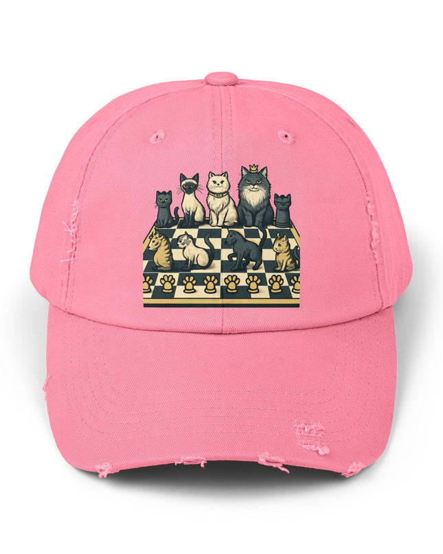 "Chess with cat pieces" Unisex Distressed Cap