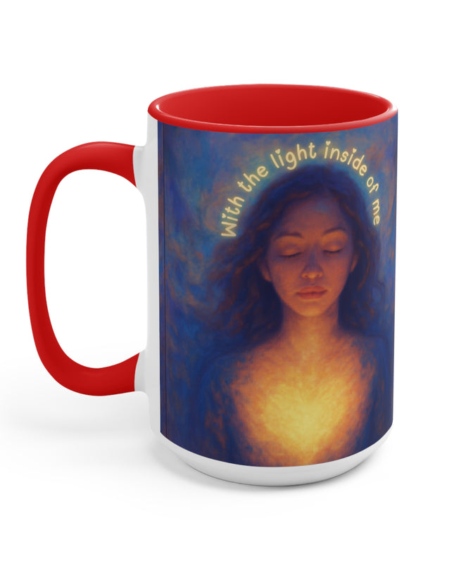 "With the Light Inside of Me" Accent Mugs