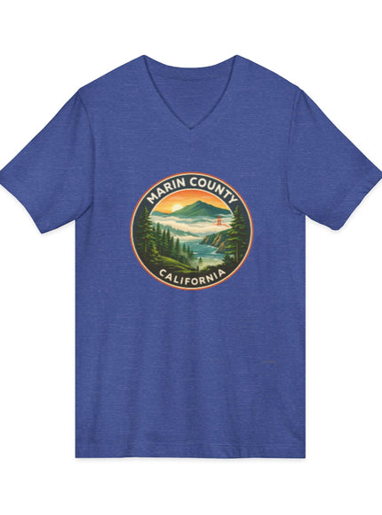 "Marin County, Above the Fog - no text" Unisex Jersey Short Sleeve V-Neck Tee