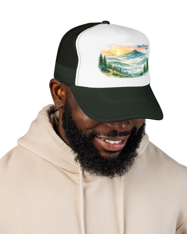 "Marin County, Where the Hills Meet the Sky" Foam Trucker Hat
