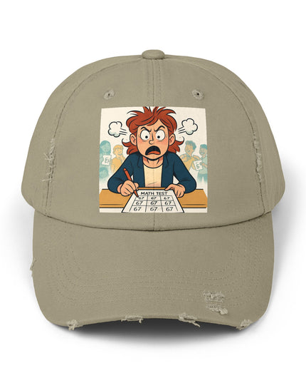 "67 with a Frustrated Math Teacher" - Unisex Distressed Cap