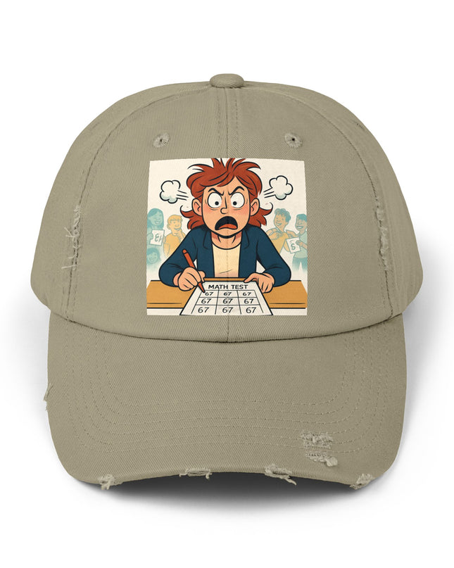 "67 with a Frustrated Math Teacher" - Unisex Distressed Cap