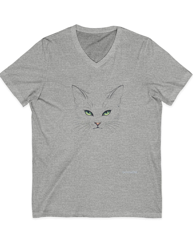"Cat Face Sketch" Unisex Jersey Short Sleeve V-Neck Tee