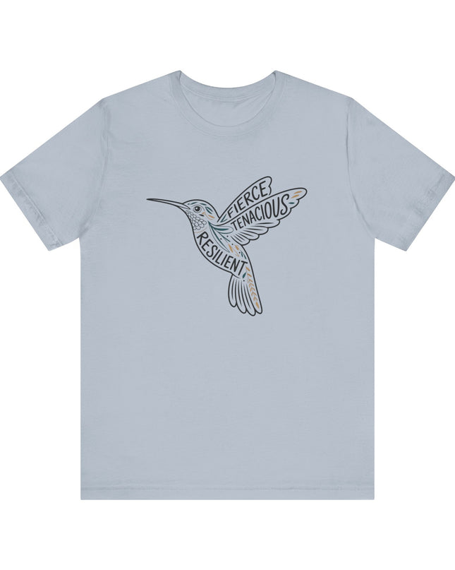 "Hummingbird with words in it" Unisex Jersey Short Sleeve Tee