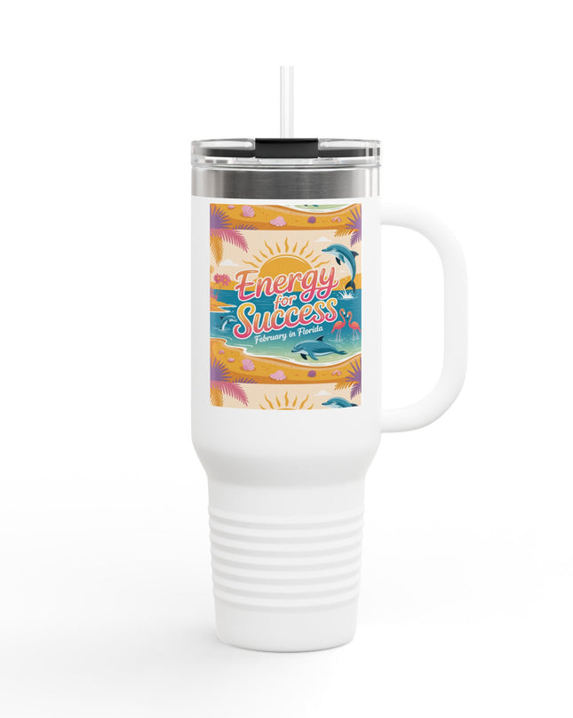 "February in Florida, Energy for Success" Insulated Travel Mug, 40oz