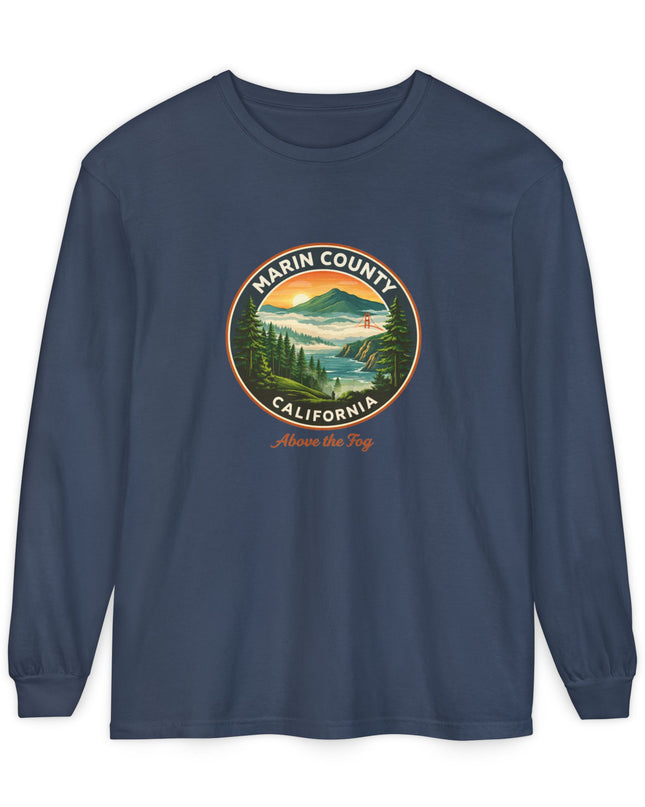 "Marin County, Above the Fog" Unisex Garment-dyed Long Sleeve T-Shirt