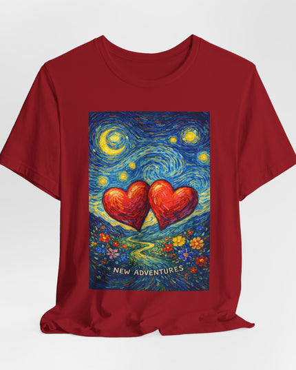"Valentine's Day, New Adventures - Vincent Van Gogh Style" Unisex Jersey Short Sleeve Tee