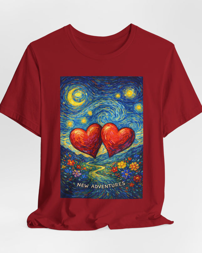 "Valentine's Day, New Adventures - Vincent Van Gogh Style" Unisex Jersey Short Sleeve Tee