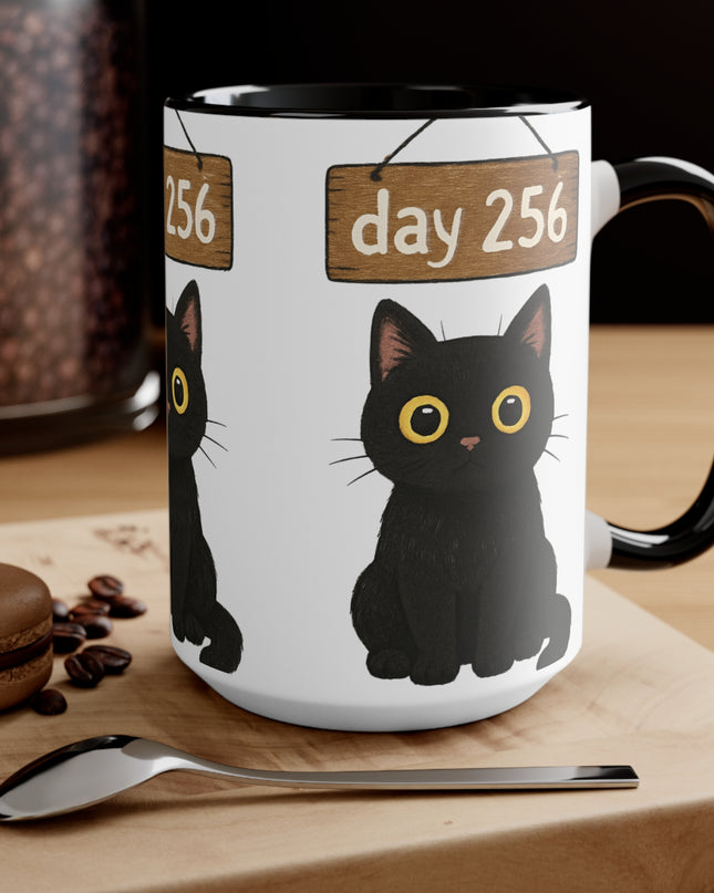 "Day 256 Not Blinking Black Cat" Accent Mug