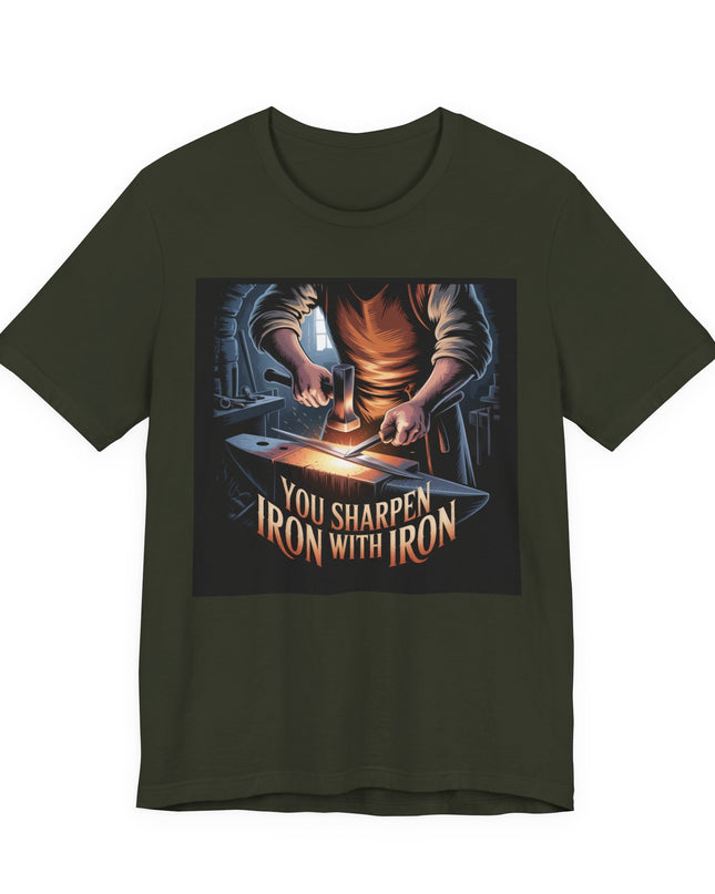 "You sharpen iron with iron" Unisex Jersey Short Sleeve Tee