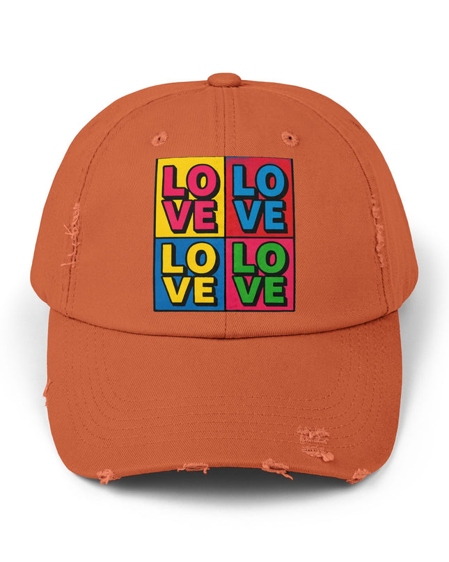 "Love (Andy Warhol style)"Unisex Distressed Cap