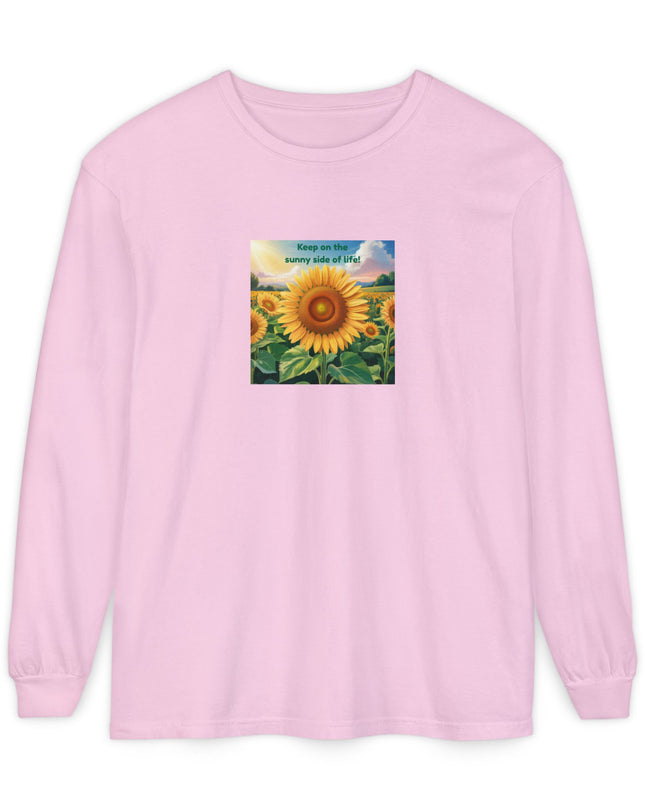 "Keep on the Sunny Side of Life" Unisex Garment-dyed Long Sleeve T-Shirt